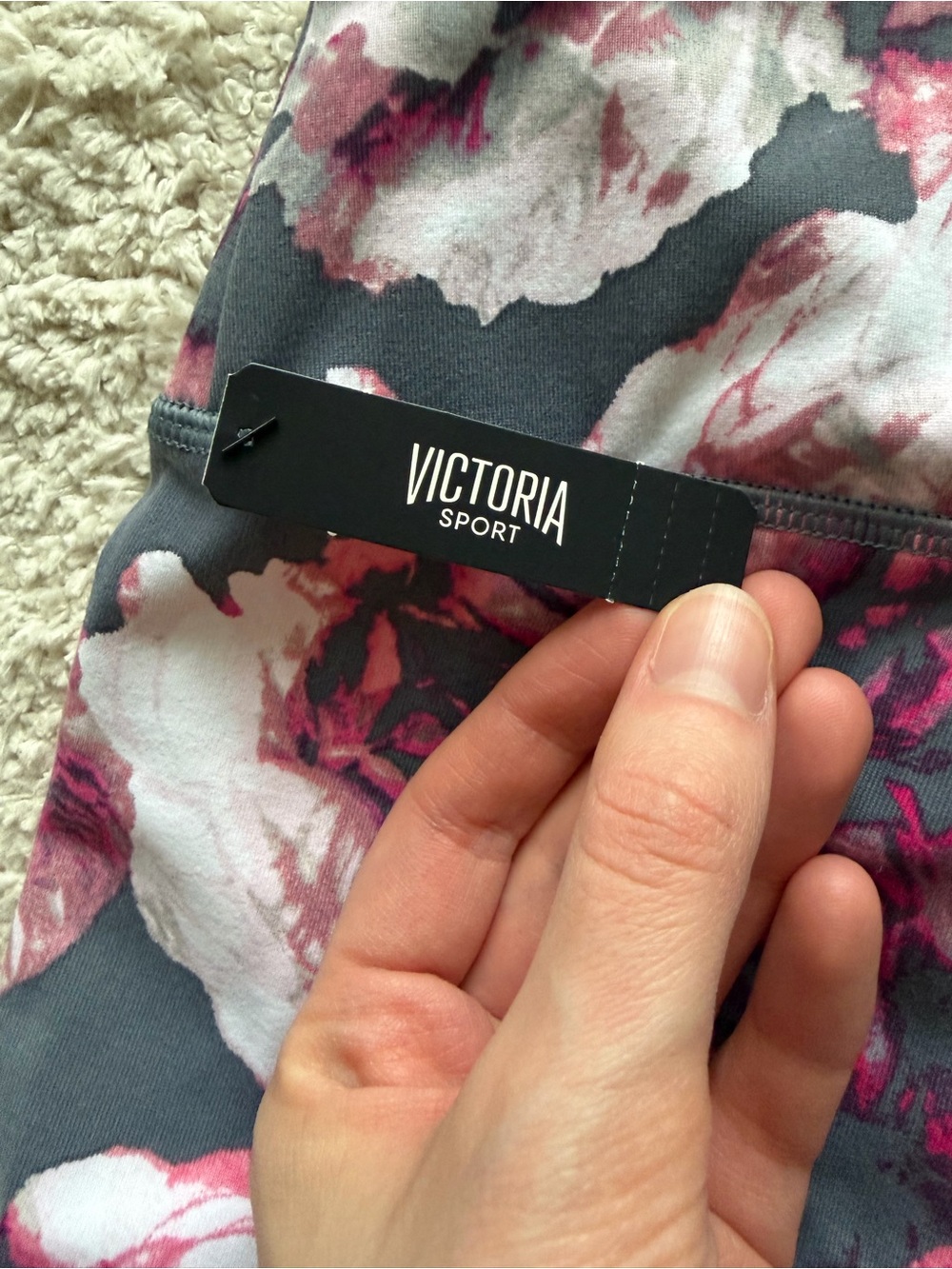 Women’s Floral Print Active Capri - Pink on Gray - Picture 3 of 4